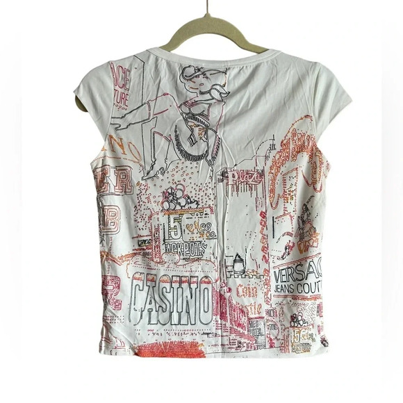 VERSACE JEANS COUTURE VINTAGE 90s WOMENS CASINO TEE - Picture 2 of 5